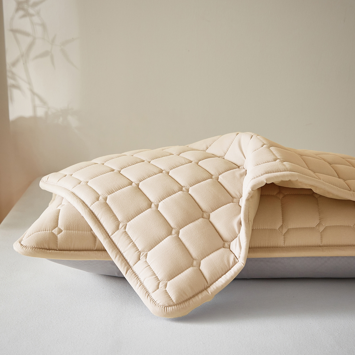 91家纺网 家纺一手货源 找家纺 缦吉 2025款A类母婴级大豆夹棉单枕套 咖色