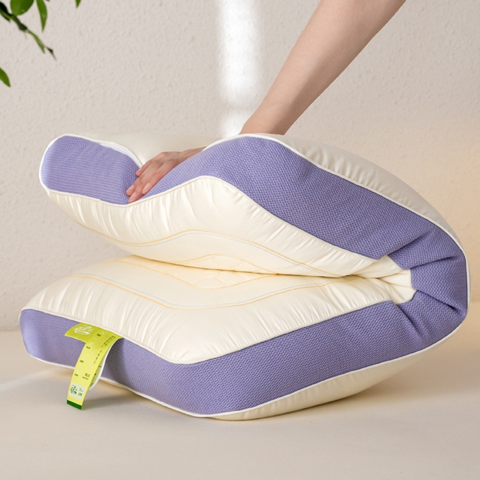 91家纺网 家纺一手货源 找家纺 鼎晟纺 2025新款颈养360乳胶片护颈枕成人枕头学生枕芯 颈氧360-象牙白