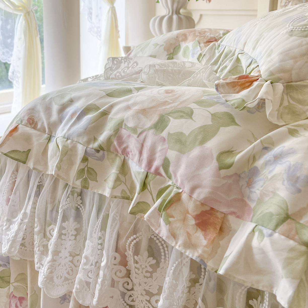 91家纺网 家纺一手货源 找家纺 （总）恋尚2025新款全棉纯棉印花床裙四件套  床裙控价135起！四件套控价260元起！