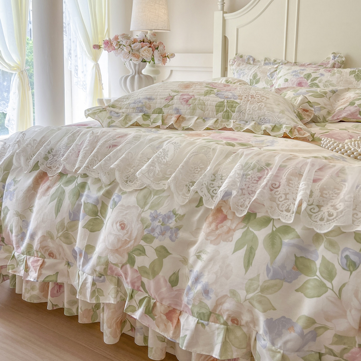 91家纺网 家纺一手货源 找家纺 （总）恋尚2025新款全棉纯棉印花床裙四件套  床裙控价135起！四件套控价260元起！