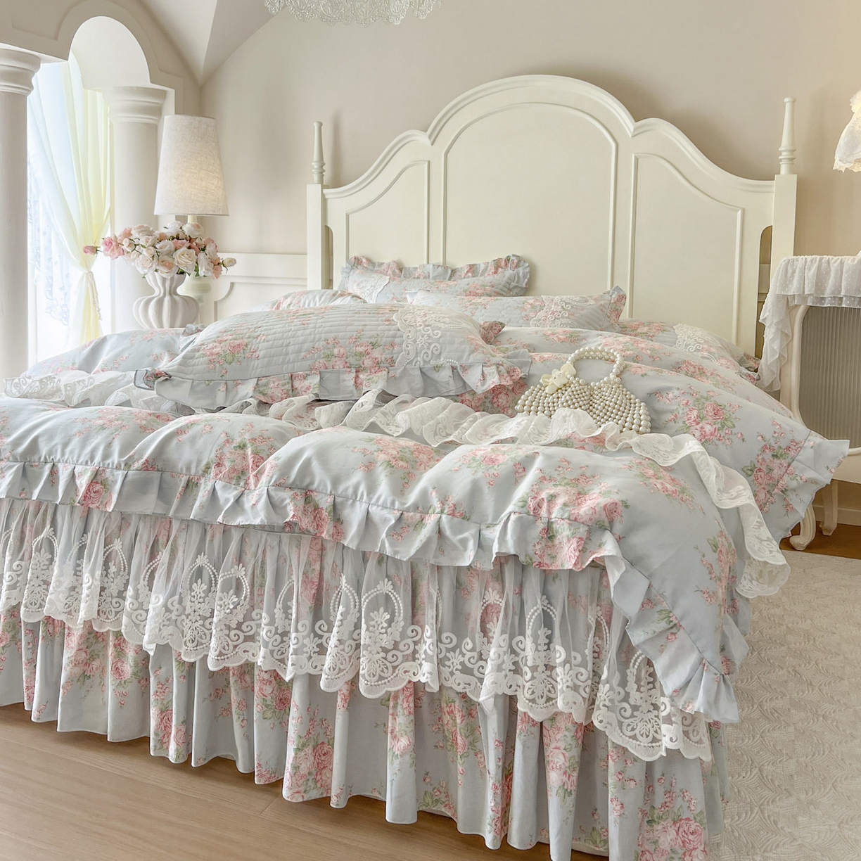 恋尚2025新款全棉纯棉印花床裙四件套  床裙控价135起！四件套控价260元起！ 欧风花影