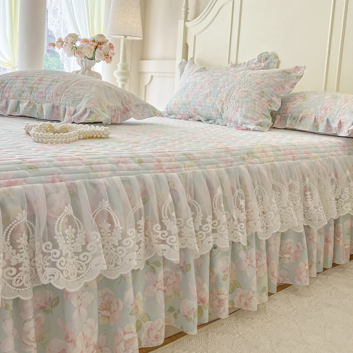 91家纺网 家纺一手货源 找家纺 恋尚2025新款全棉纯棉印花床裙单床裙床裙单品床裙控价135起！四件套控价260元起！ 梦蔓花姿