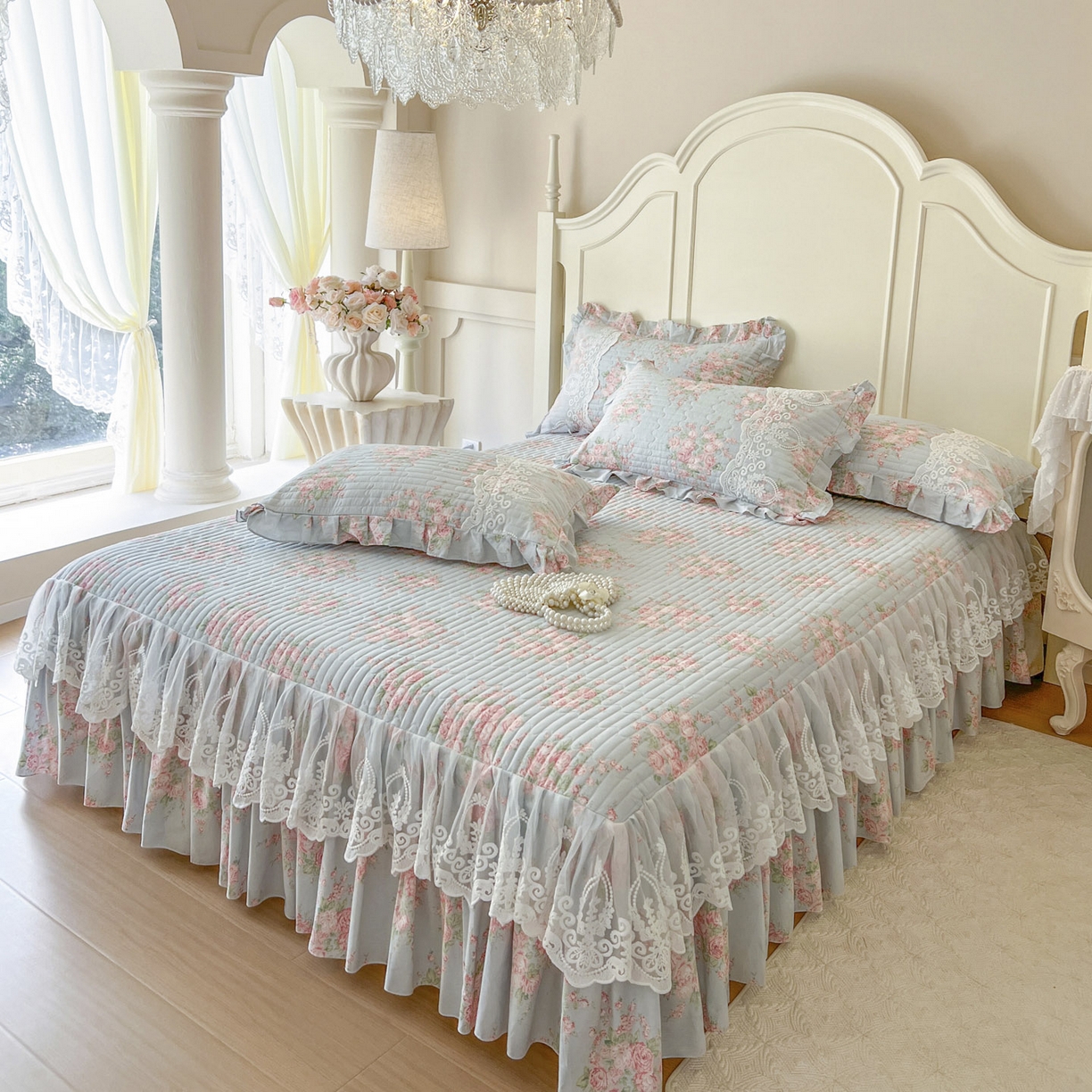 91家纺网 家纺一手货源 找家纺 恋尚2025新款全棉纯棉印花床裙单床裙床裙单品床裙控价135起！四件套控价260元起！ 欧风花影