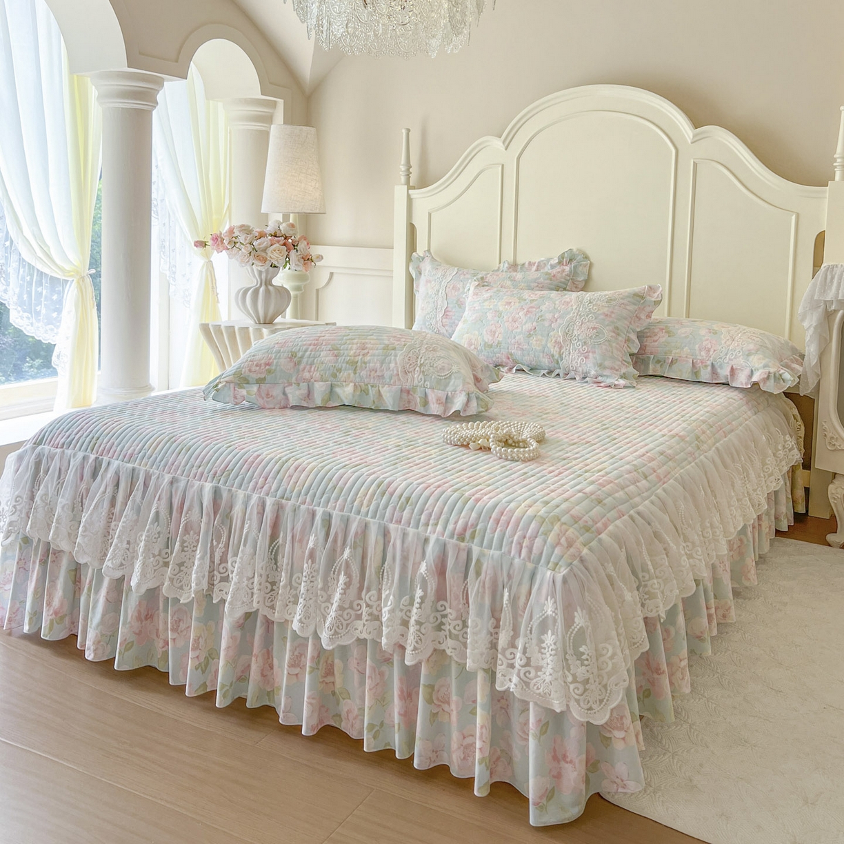 91家纺网 家纺一手货源 找家纺 恋尚2025新款全棉纯棉印花床裙单床裙床裙单品床裙控价135起！四件套控价260元起！ 梦蔓花姿