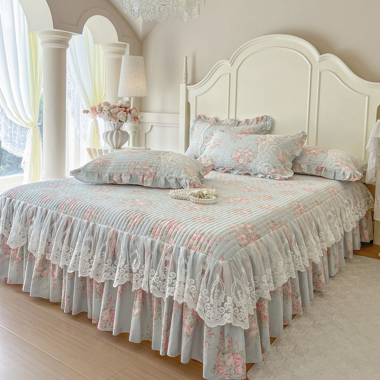 91家纺网 家纺一手货源 找家纺 恋尚2025新款全棉纯棉印花床裙单床裙床裙单品床裙控价135起！四件套控价260元起！ 欧风花影