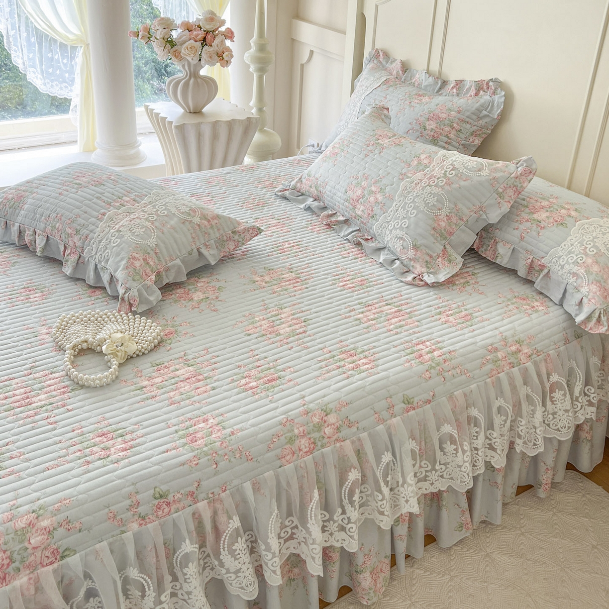 91家纺网 家纺一手货源 找家纺 恋尚2025新款全棉纯棉印花床裙单床裙床裙单品床裙控价135起！四件套控价260元起！ 欧风花影