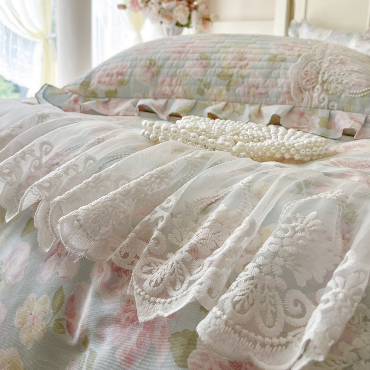 91家纺网 家纺一手货源 找家纺 恋尚2025新款全棉纯棉印花床裙单床裙床裙单品床裙控价135起！四件套控价260元起！ 梦蔓花姿