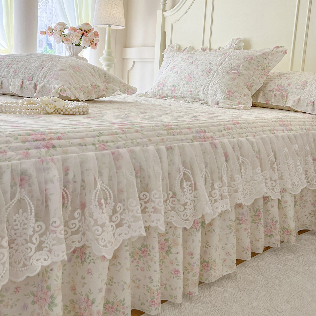 91家纺网 家纺一手货源 找家纺 恋尚2025新款全棉纯棉印花床裙单床裙床裙单品床裙控价135起！四件套控价260元起！ 花团锦簇