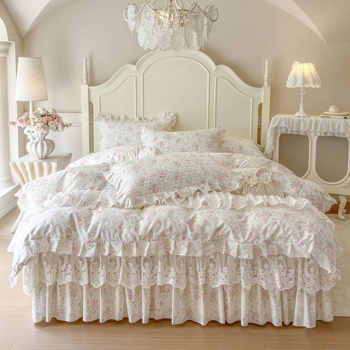 91家纺网 家纺一手货源 找家纺 恋尚2025新款全棉纯棉印花床裙单床裙床裙单品床裙控价135起！四件套控价260元起！ 花团锦簇