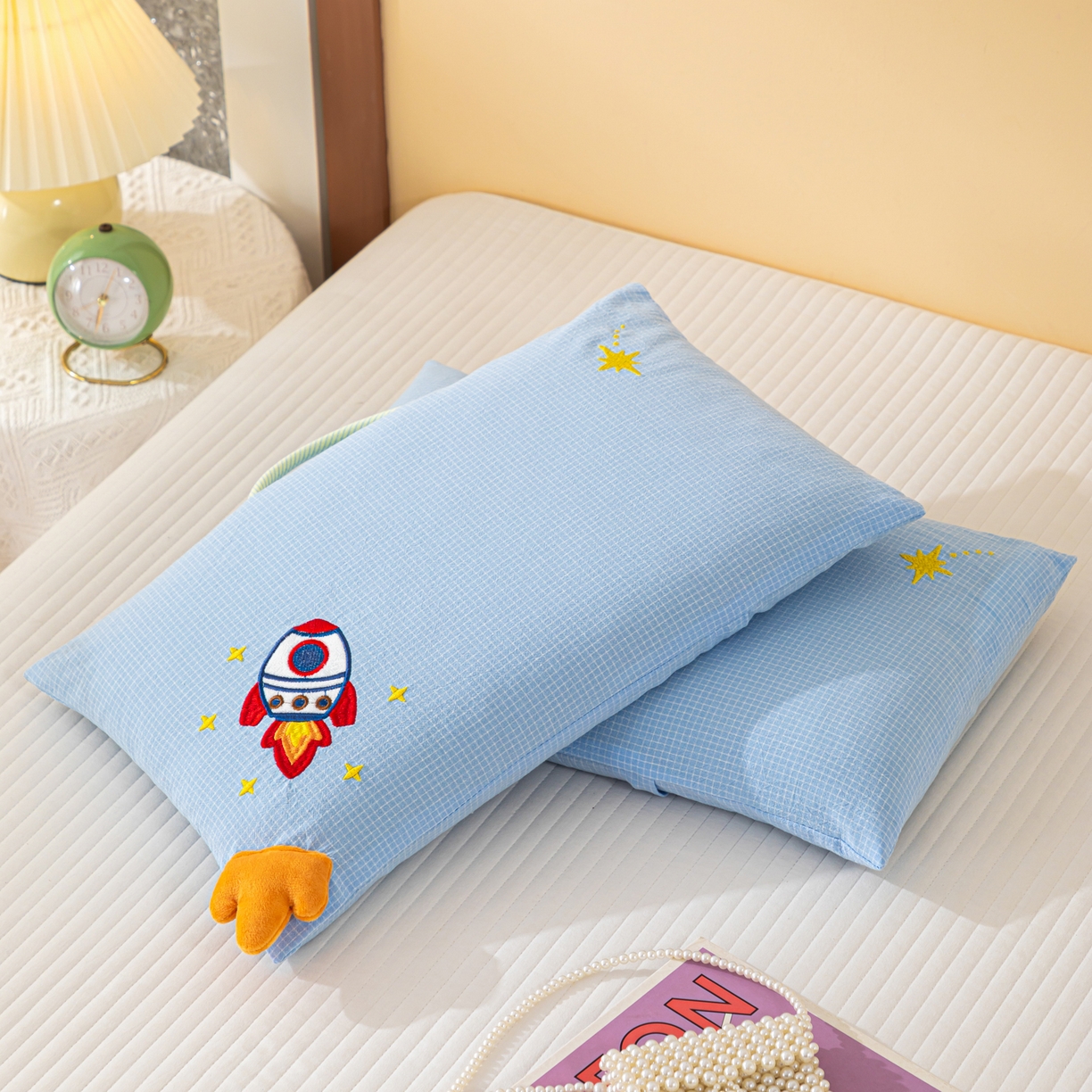织布人 2025新款枕芯全棉纯棉手提袋卡通婴幼儿童枕头学生枕开学季宿舍枕头枕芯 全棉卡通手提枕-火箭追星 30x50cm/只