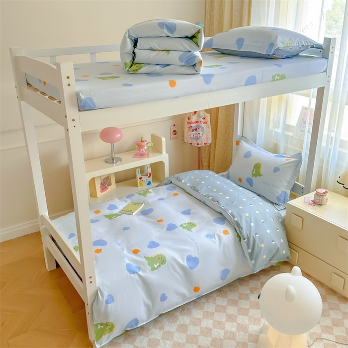 小叮当家纺仓储工厂店 2025新款舒适亲肤全棉纯棉斜纹印花学生三件套 萌恋小龙