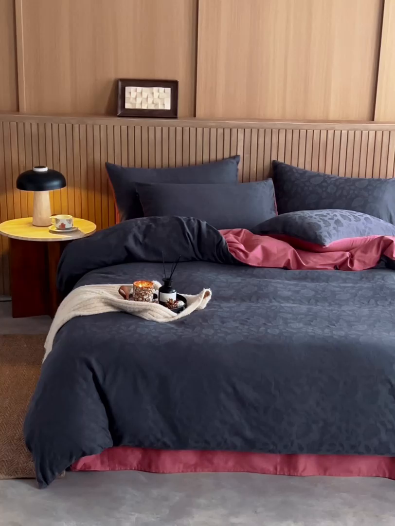 91家纺网 家纺一手货源 找家纺 禾时 2025新款60s轻奢提花磨毛四件套—南风 南风-青灰