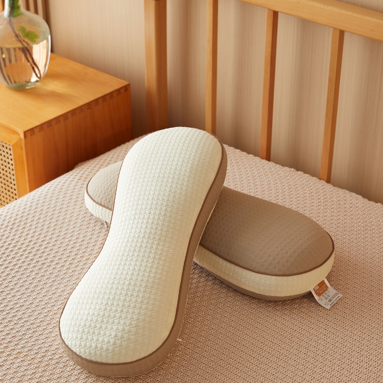 91家纺网 家纺一手货源 找家纺 缦吉 2025款邦邦荞麦枕芯（升级立体） 咖色（52*18cm）