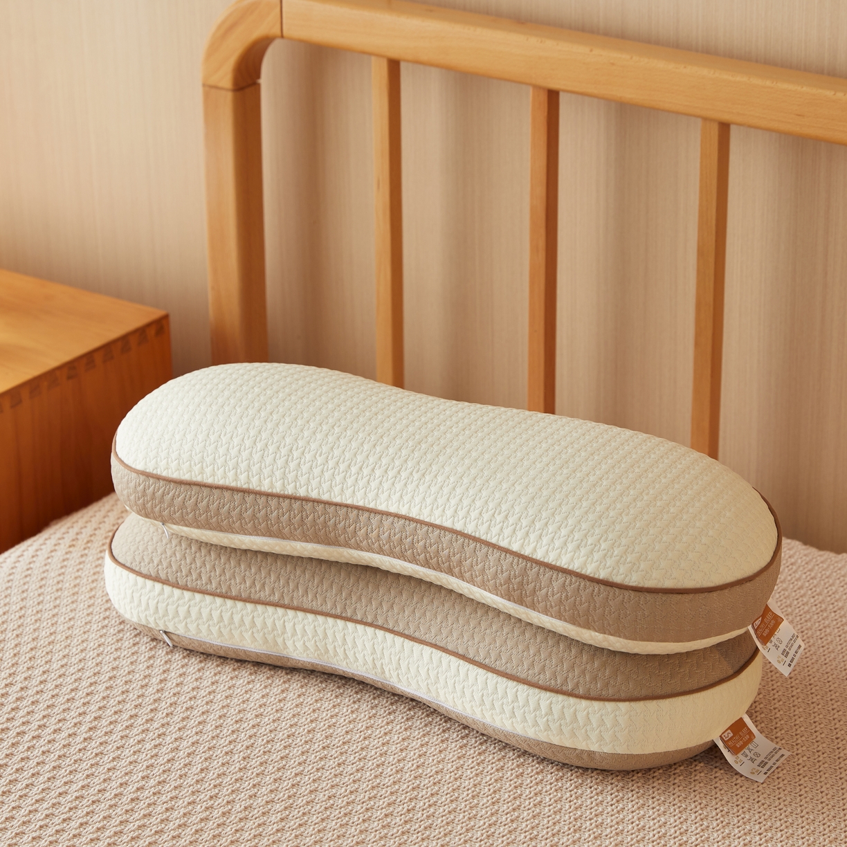 91家纺网 家纺一手货源 找家纺 缦吉 2025款邦邦荞麦枕芯（升级立体） 咖色（52*18cm）