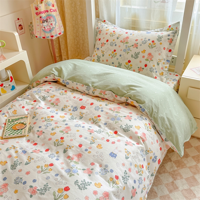 91家纺网 家纺一手货源 找家纺 小叮当家纺仓储工厂店 2025新款舒适亲肤全棉纯棉斜纹印花学生三件套 那年夏天