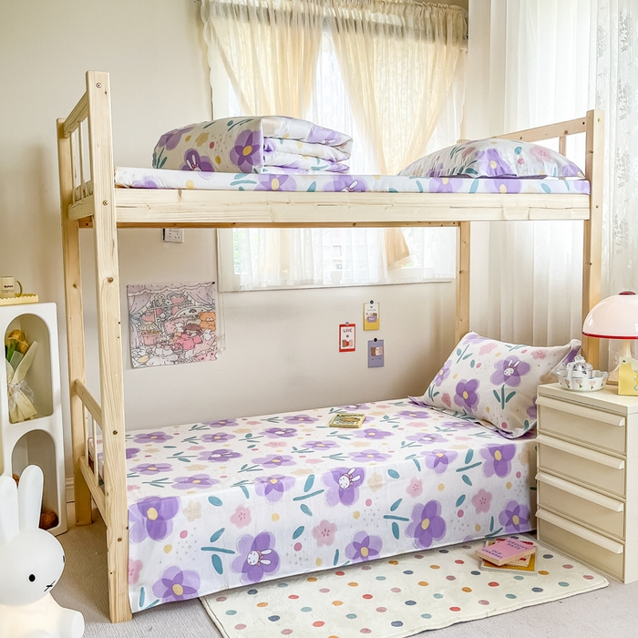 91家纺网 家纺一手货源 找家纺 小叮当家纺仓储工厂店 2025新款舒适亲肤全棉纯棉斜纹印花学生三件套 俏佳人