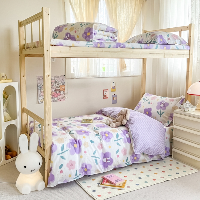 91家纺网 家纺一手货源 找家纺 小叮当家纺仓储工厂店 2025新款舒适亲肤全棉纯棉斜纹印花学生三件套 俏佳人