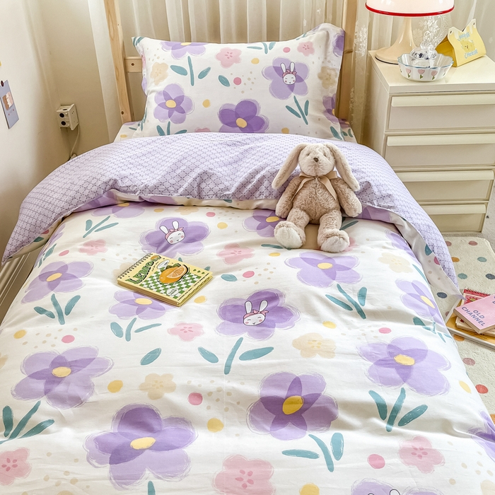 91家纺网 家纺一手货源 找家纺 小叮当家纺仓储工厂店 2025新款舒适亲肤全棉纯棉斜纹印花学生三件套 俏佳人