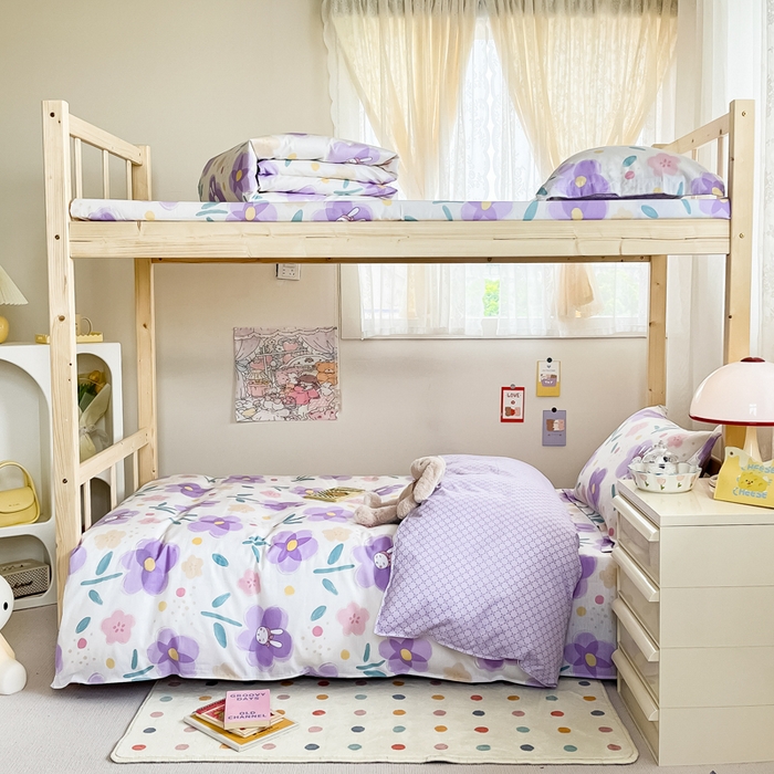 91家纺网 家纺一手货源 找家纺 小叮当家纺仓储工厂店 2025新款舒适亲肤全棉纯棉斜纹印花学生三件套 俏佳人