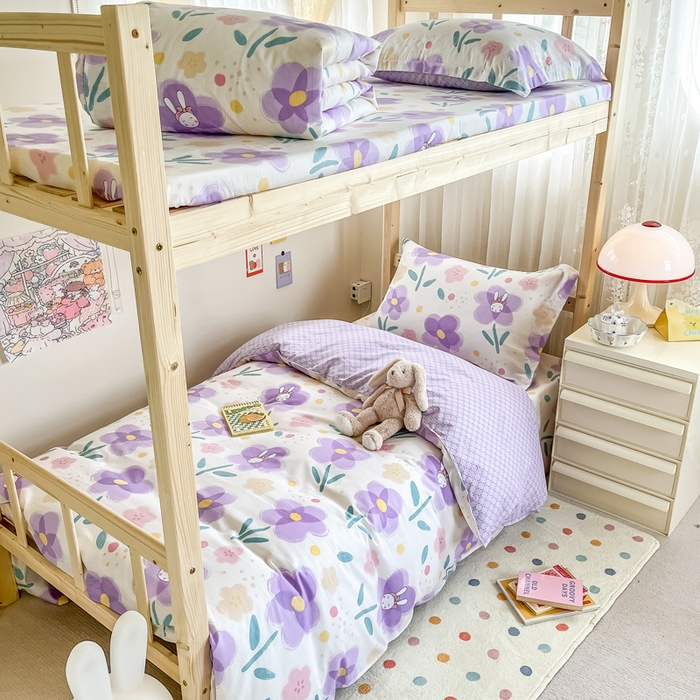 91家纺网 家纺一手货源 找家纺 小叮当家纺仓储工厂店 2025新款舒适亲肤全棉纯棉斜纹印花学生三件套 俏佳人