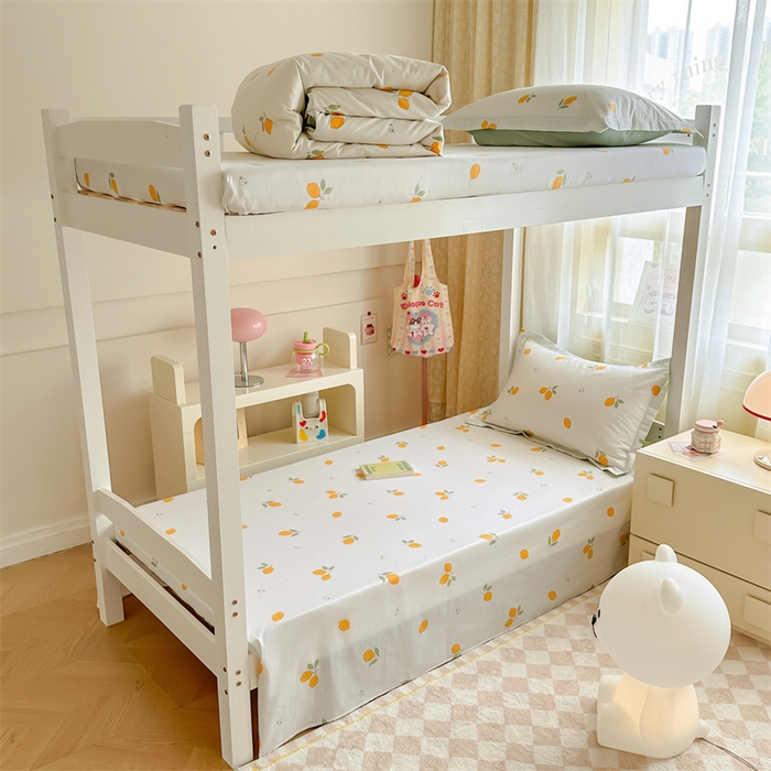 91家纺网 家纺一手货源 找家纺 小叮当家纺仓储工厂店 2025新款舒适亲肤全棉纯棉斜纹印花学生三件套 清香柠檬