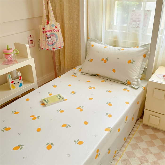 91家纺网 家纺一手货源 找家纺 小叮当家纺仓储工厂店 2025新款舒适亲肤全棉纯棉斜纹印花学生三件套 清香柠檬