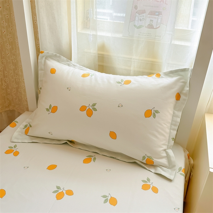 91家纺网 家纺一手货源 找家纺 小叮当家纺仓储工厂店 2025新款舒适亲肤全棉纯棉斜纹印花学生三件套 清香柠檬