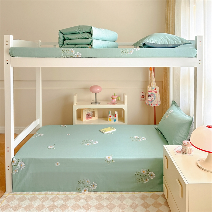 91家纺网 家纺一手货源 找家纺 小叮当家纺仓储工厂店 2025新款舒适亲肤全棉纯棉斜纹印花学生三件套 清新雏菊