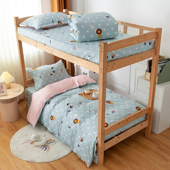 小叮当家纺仓储工厂店 2025新款舒适亲肤全棉纯棉斜纹印花学生三件套 狮子王