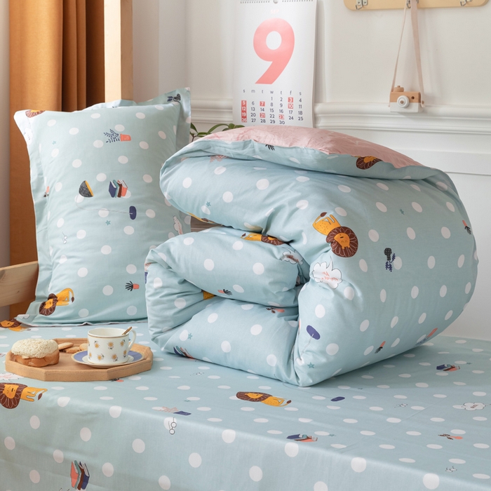 91家纺网 家纺一手货源 找家纺 小叮当家纺仓储工厂店 2025新款舒适亲肤全棉纯棉斜纹印花学生三件套 狮子王