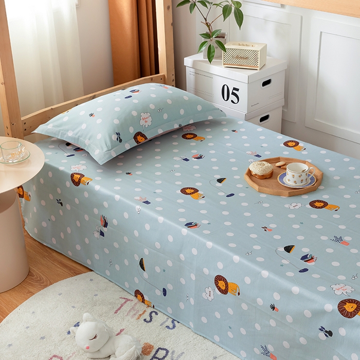 91家纺网 家纺一手货源 找家纺 小叮当家纺仓储工厂店 2025新款舒适亲肤全棉纯棉斜纹印花学生三件套 狮子王