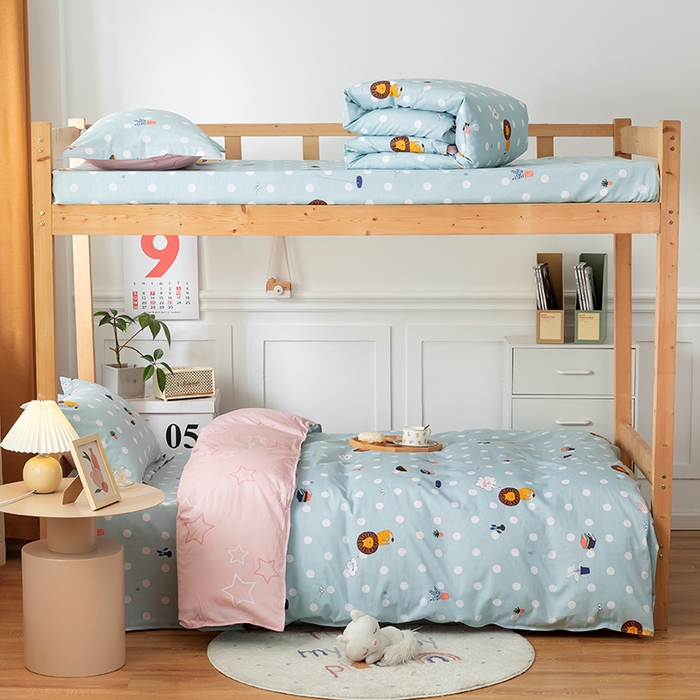 91家纺网 家纺一手货源 找家纺 小叮当家纺仓储工厂店 2025新款舒适亲肤全棉纯棉斜纹印花学生三件套 狮子王