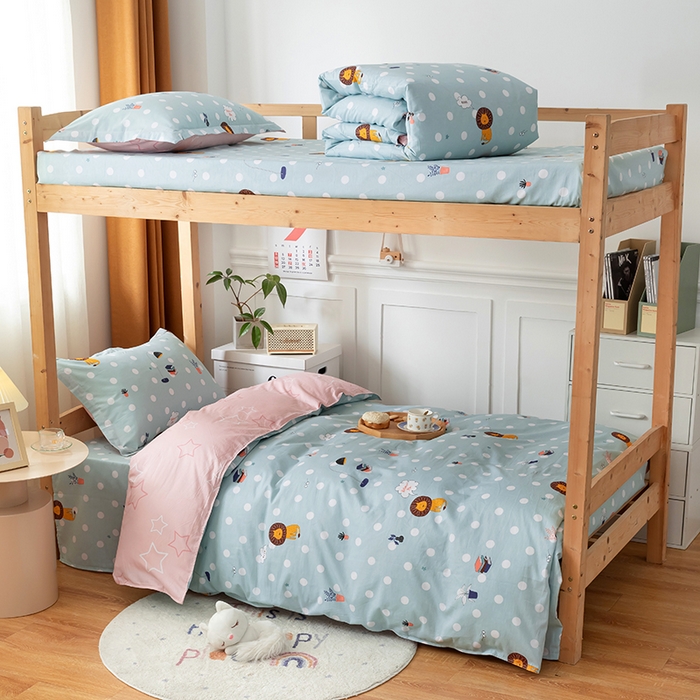 91家纺网 家纺一手货源 找家纺 小叮当家纺仓储工厂店 2025新款舒适亲肤全棉纯棉斜纹印花学生三件套 狮子王