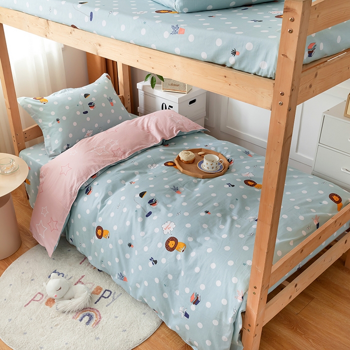 91家纺网 家纺一手货源 找家纺 小叮当家纺仓储工厂店 2025新款舒适亲肤全棉纯棉斜纹印花学生三件套 狮子王