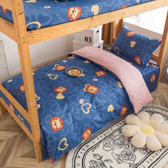 小叮当家纺仓储工厂店 2025新款舒适亲肤全棉纯棉斜纹印花学生三件套 甜甜的梦