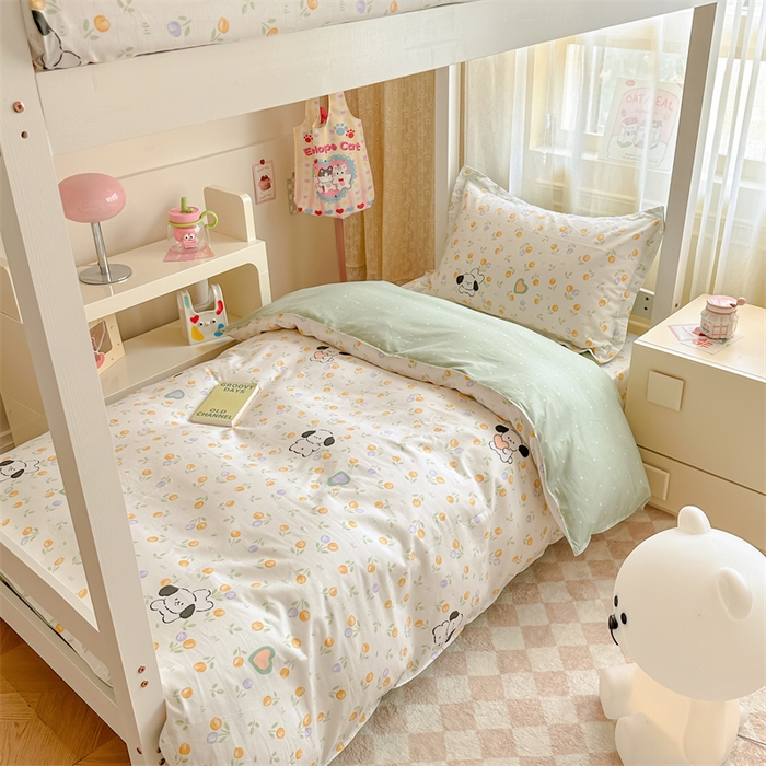 91家纺网 家纺一手货源 找家纺 小叮当家纺仓储工厂店 2025新款舒适亲肤全棉纯棉斜纹印花学生三件套 汪小队