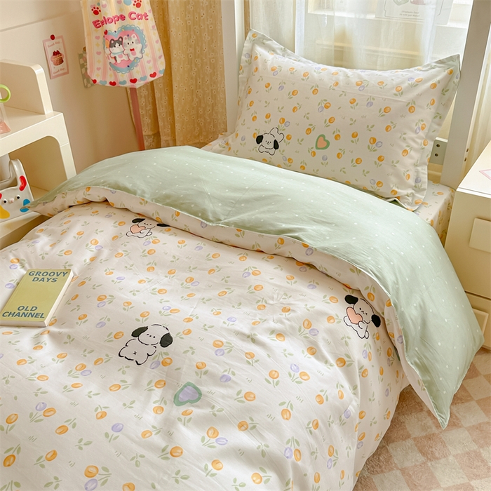 91家纺网 家纺一手货源 找家纺 小叮当家纺仓储工厂店 2025新款舒适亲肤全棉纯棉斜纹印花学生三件套 汪小队