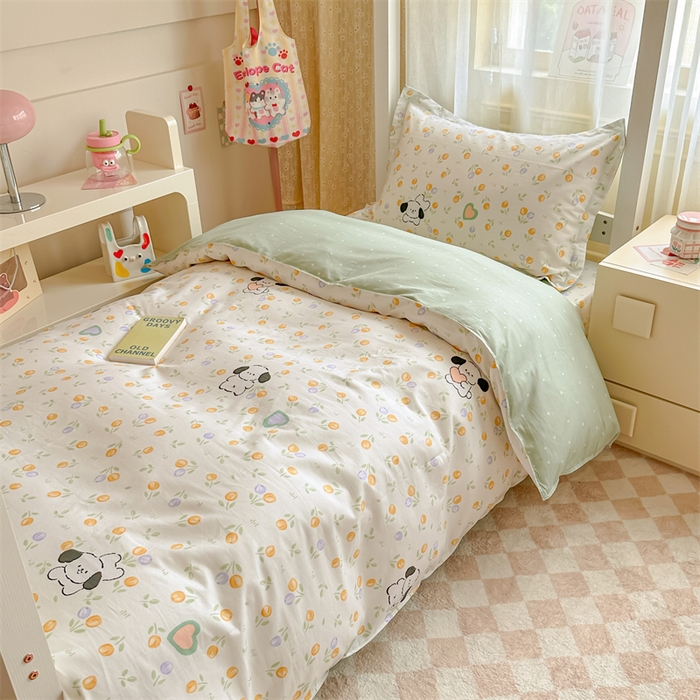 91家纺网 家纺一手货源 找家纺 小叮当家纺仓储工厂店 2025新款舒适亲肤全棉纯棉斜纹印花学生三件套 汪小队