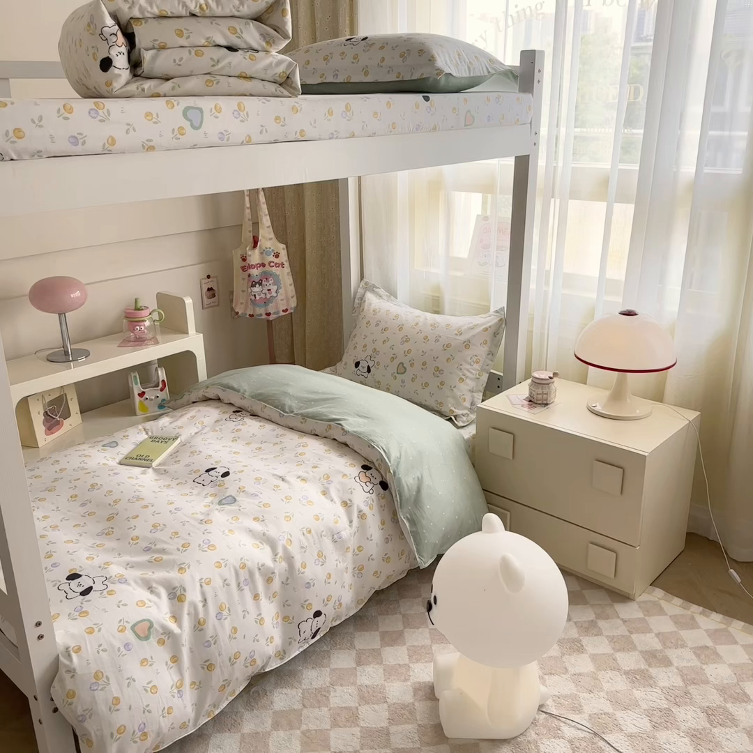 91家纺网 家纺一手货源 找家纺 小叮当家纺仓储工厂店 2025新款舒适亲肤全棉纯棉斜纹印花学生三件套 汪小队