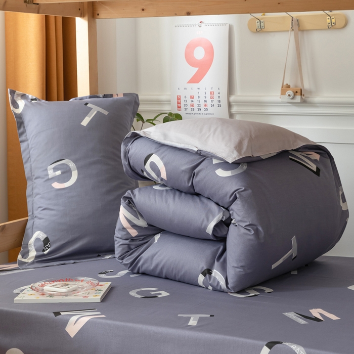 91家纺网 家纺一手货源 找家纺 小叮当家纺仓储工厂店 2025新款舒适亲肤全棉纯棉斜纹印花学生三件套 文艺青年