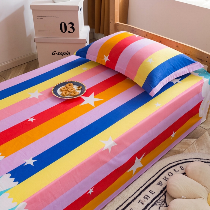 91家纺网 家纺一手货源 找家纺 小叮当家纺仓储工厂店 2025新款舒适亲肤全棉纯棉斜纹印花学生三件套 五彩缤纷