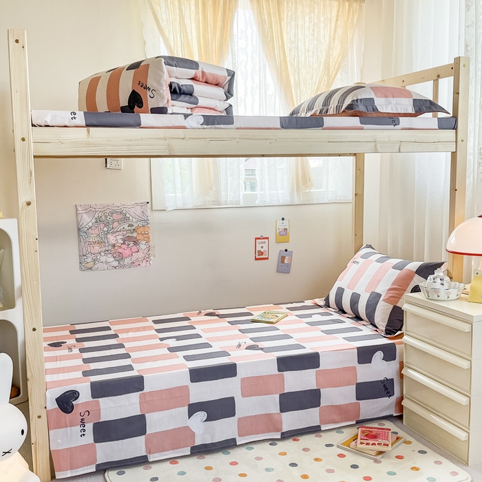 91家纺网 家纺一手货源 找家纺 小叮当家纺仓储工厂店 2025新款舒适亲肤全棉纯棉斜纹印花学生三件套 小甜心