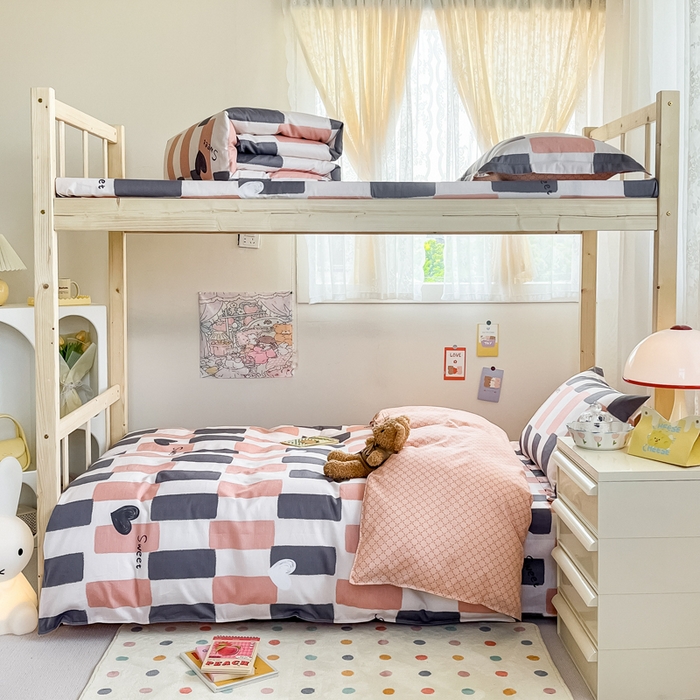 91家纺网 家纺一手货源 找家纺 小叮当家纺仓储工厂店 2025新款舒适亲肤全棉纯棉斜纹印花学生三件套 小甜心