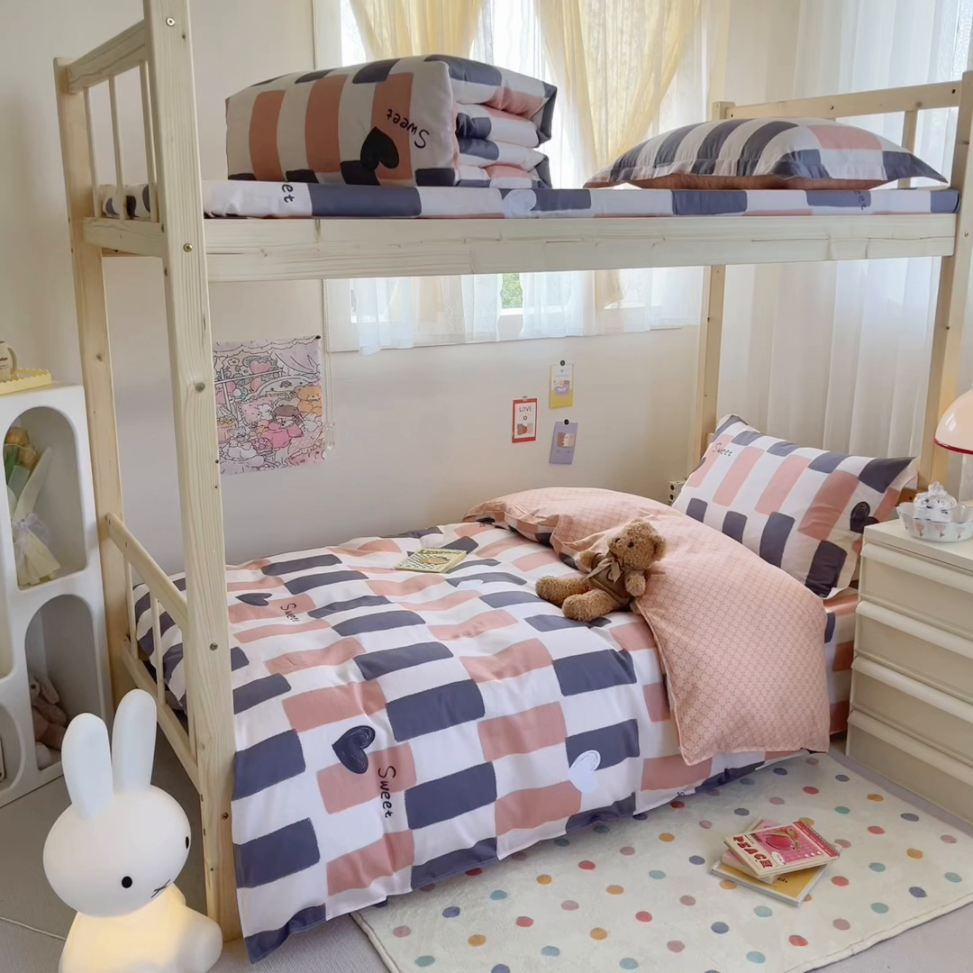 91家纺网 家纺一手货源 找家纺 小叮当家纺仓储工厂店 2025新款舒适亲肤全棉纯棉斜纹印花学生三件套 小甜心