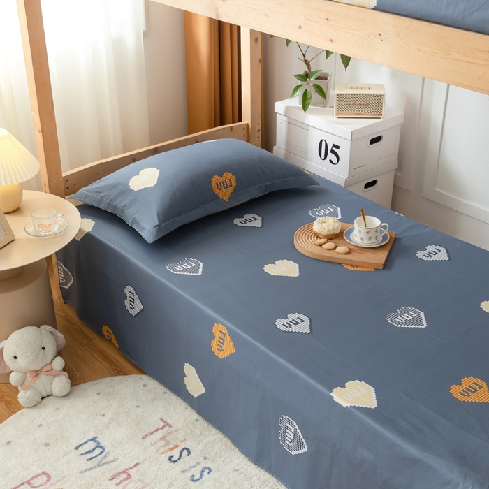 91家纺网 家纺一手货源 找家纺 小叮当家纺仓储工厂店 2025新款舒适亲肤全棉纯棉斜纹印花学生三件套 心动