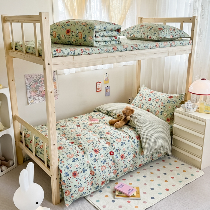 小叮当家纺仓储工厂店 2025新款舒适亲肤全棉纯棉斜纹印花学生三件套 馨香