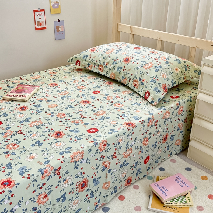 91家纺网 家纺一手货源 找家纺 小叮当家纺仓储工厂店 2025新款舒适亲肤全棉纯棉斜纹印花学生三件套 馨香