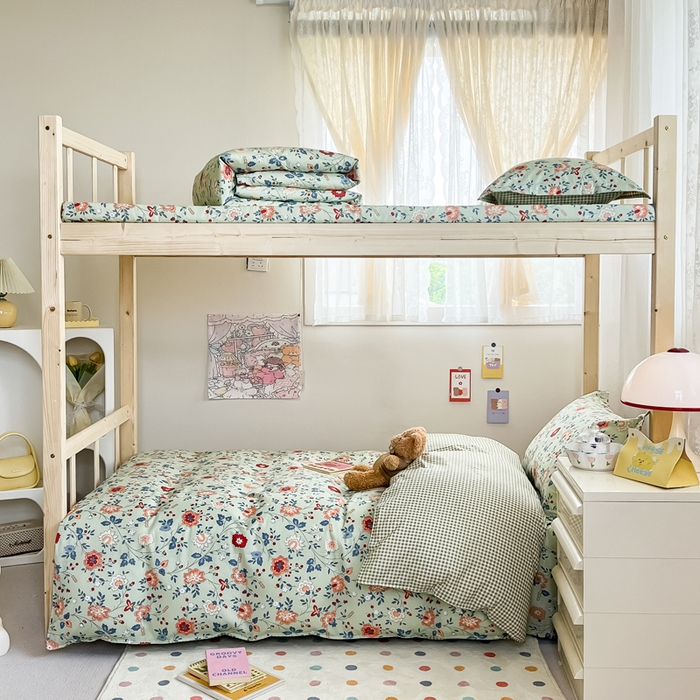 91家纺网 家纺一手货源 找家纺 小叮当家纺仓储工厂店 2025新款舒适亲肤全棉纯棉斜纹印花学生三件套 馨香