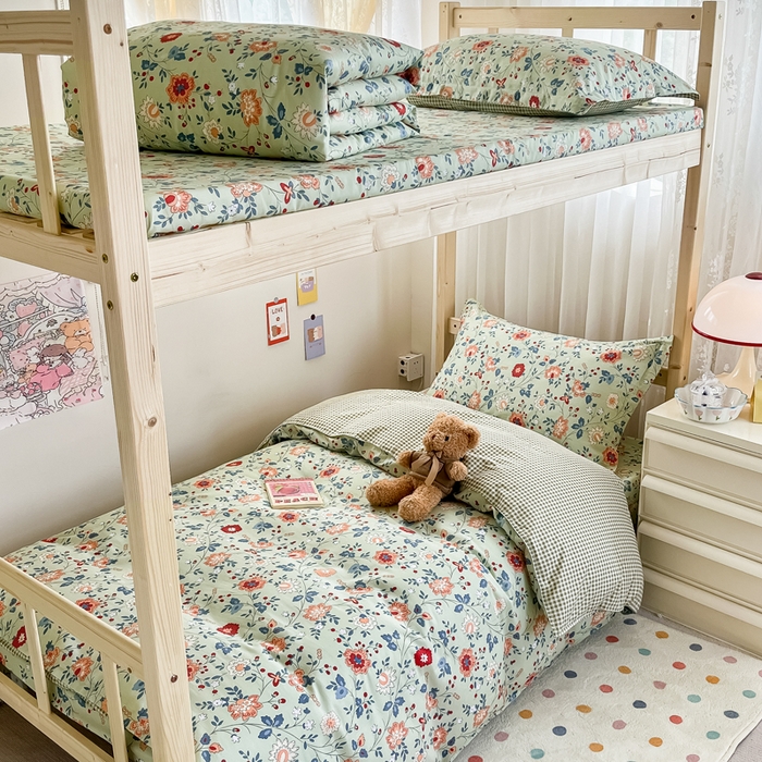 91家纺网 家纺一手货源 找家纺 小叮当家纺仓储工厂店 2025新款舒适亲肤全棉纯棉斜纹印花学生三件套 馨香