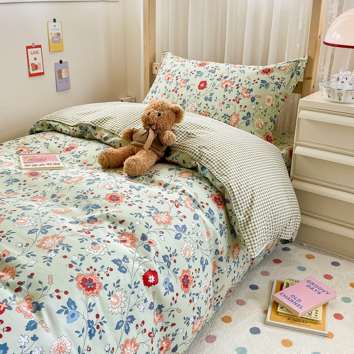 91家纺网 家纺一手货源 找家纺 小叮当家纺仓储工厂店 2025新款舒适亲肤全棉纯棉斜纹印花学生三件套 馨香